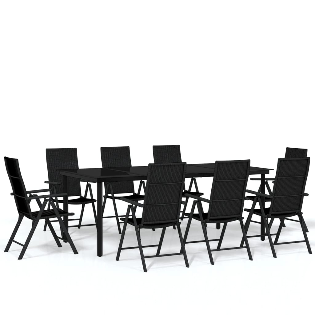 Ensemble à manger de jardin 9 pcs Noir