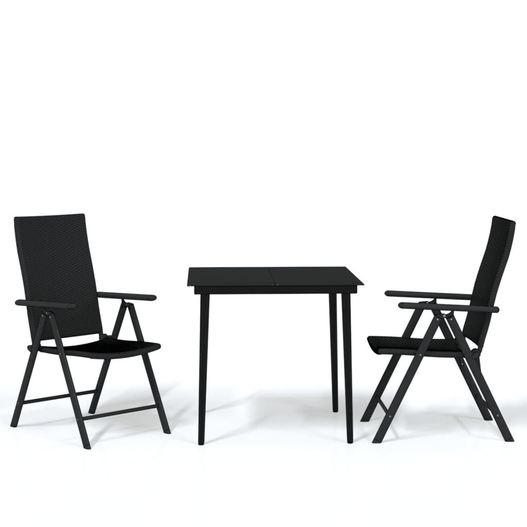 Ensemble à manger de jardin 3 pcs Noir