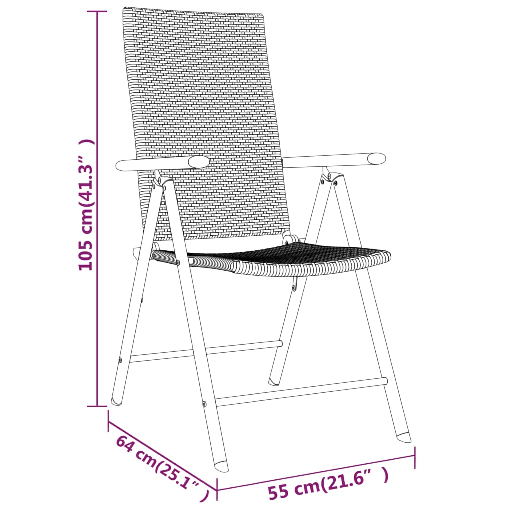 Ensemble à manger de jardin 3 pcs Noir