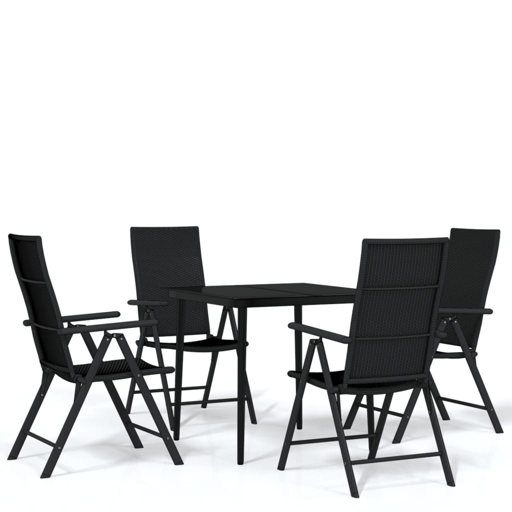 Ensemble à manger de jardin 5 pcs Noir