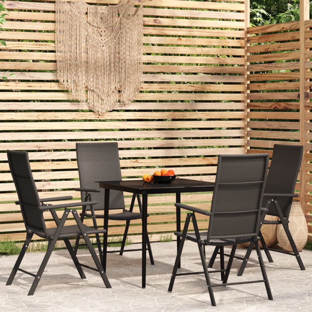Ensemble à manger de jardin 5 pcs Noir