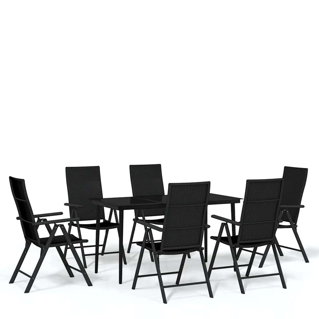 Ensemble à manger de jardin 7 pcs Noir