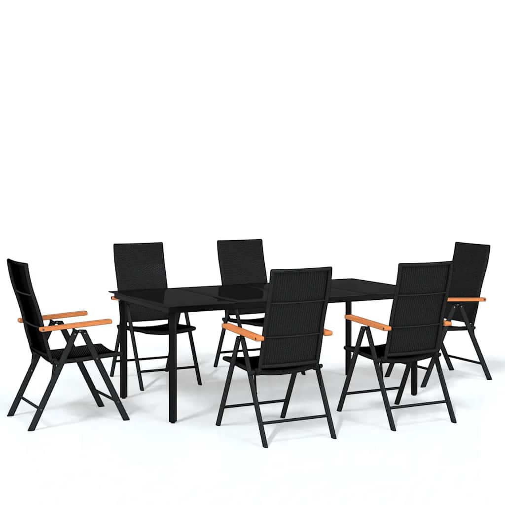 Ensemble à manger de jardin 7 pcs Noir - XIOS