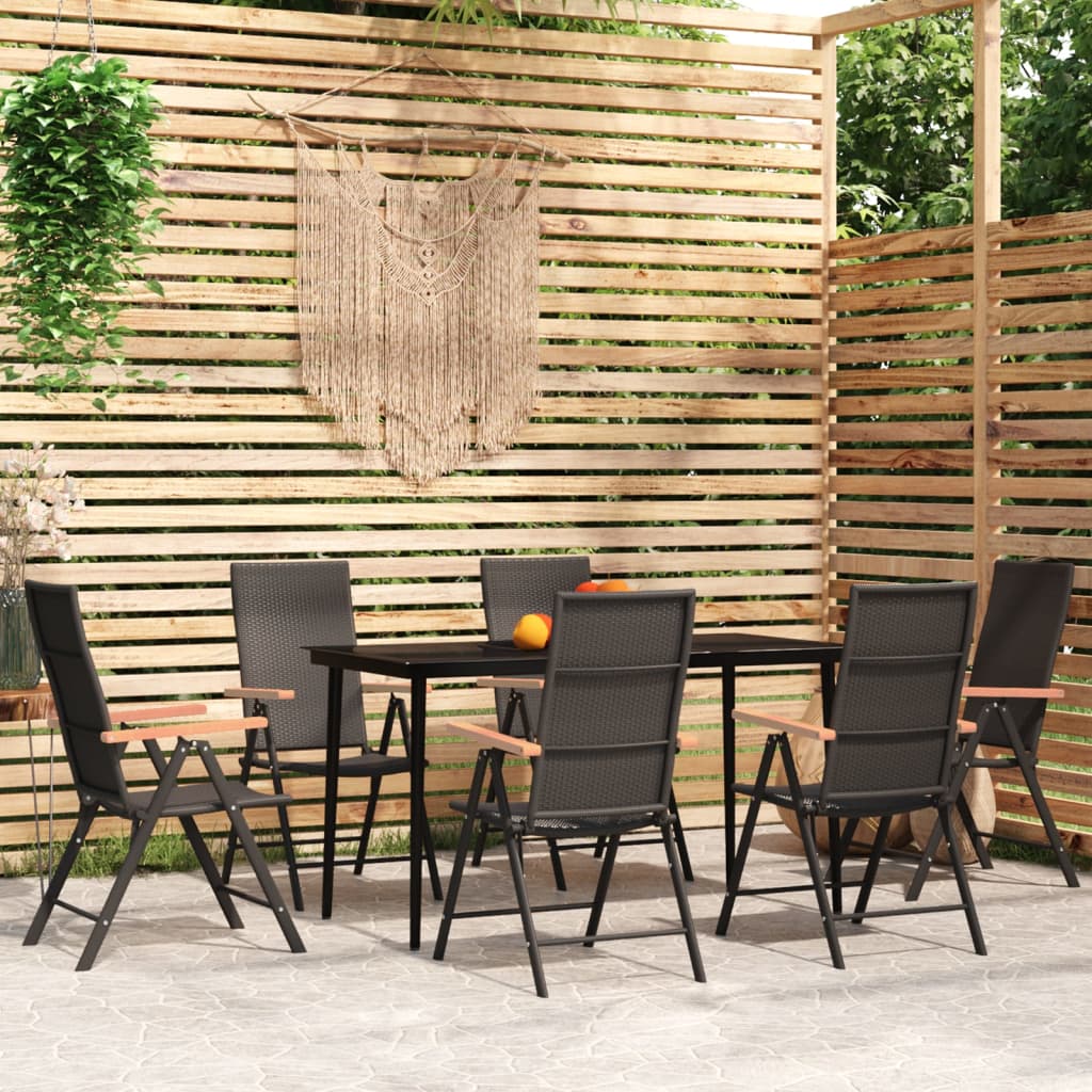 Ensemble à manger de jardin 7 pcs Noir - XIOS