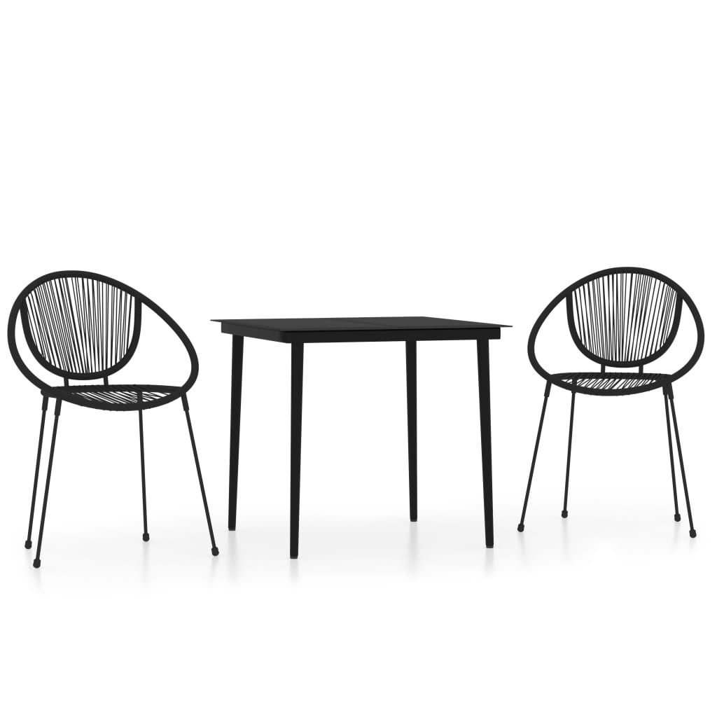 Ensemble à manger de jardin 3 pcs Noir