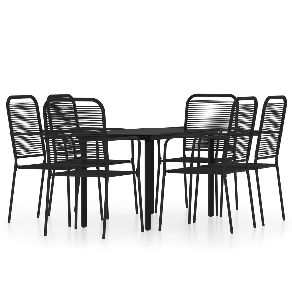 Ensemble à manger de jardin 7 pcs Noir