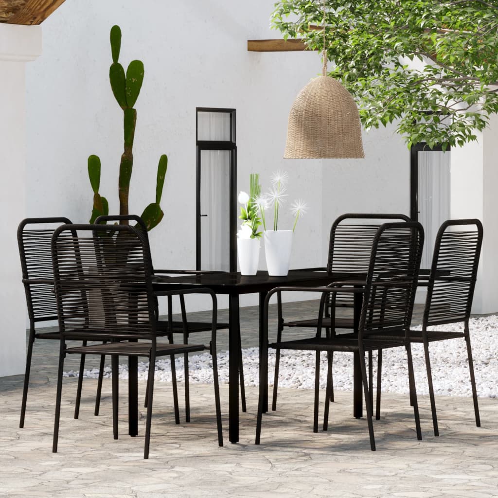 Ensemble à manger de jardin 7 pcs Noir