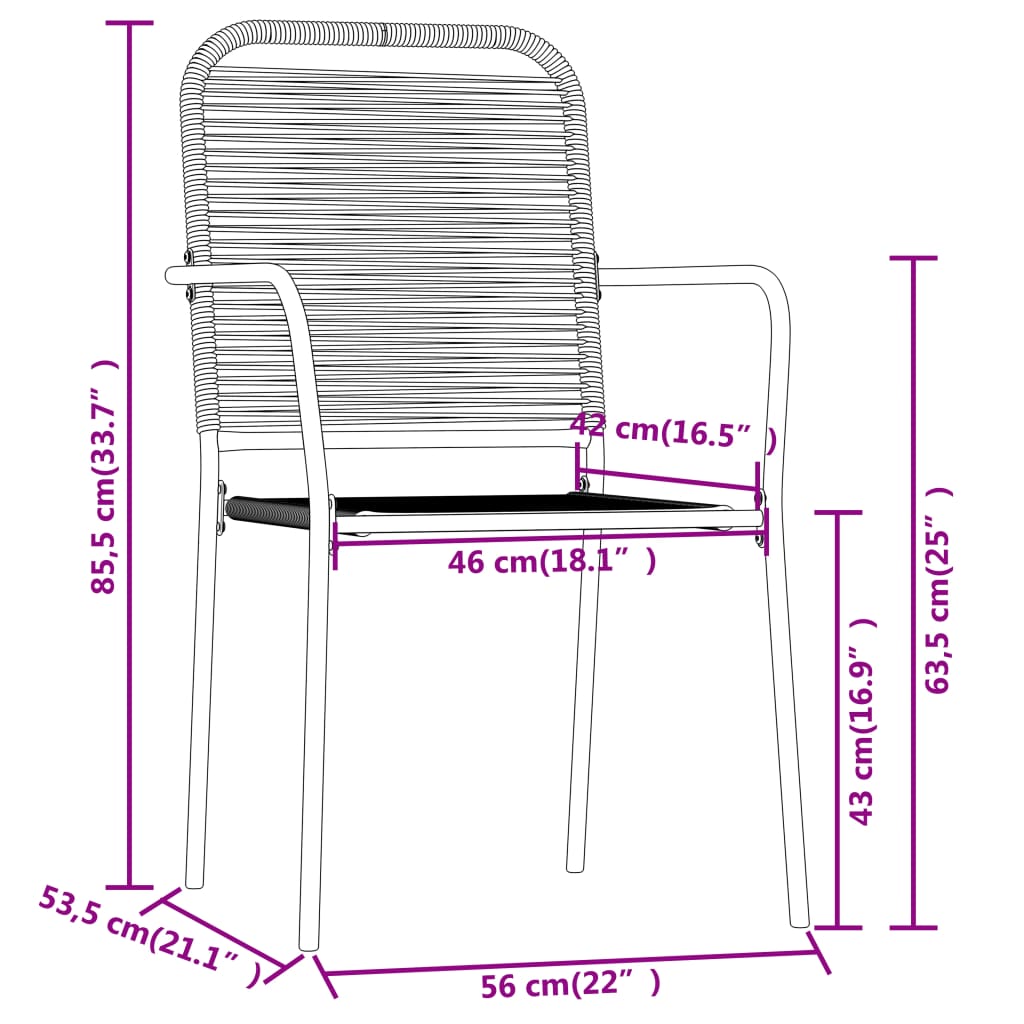 Ensemble à manger de jardin 7 pcs Noir