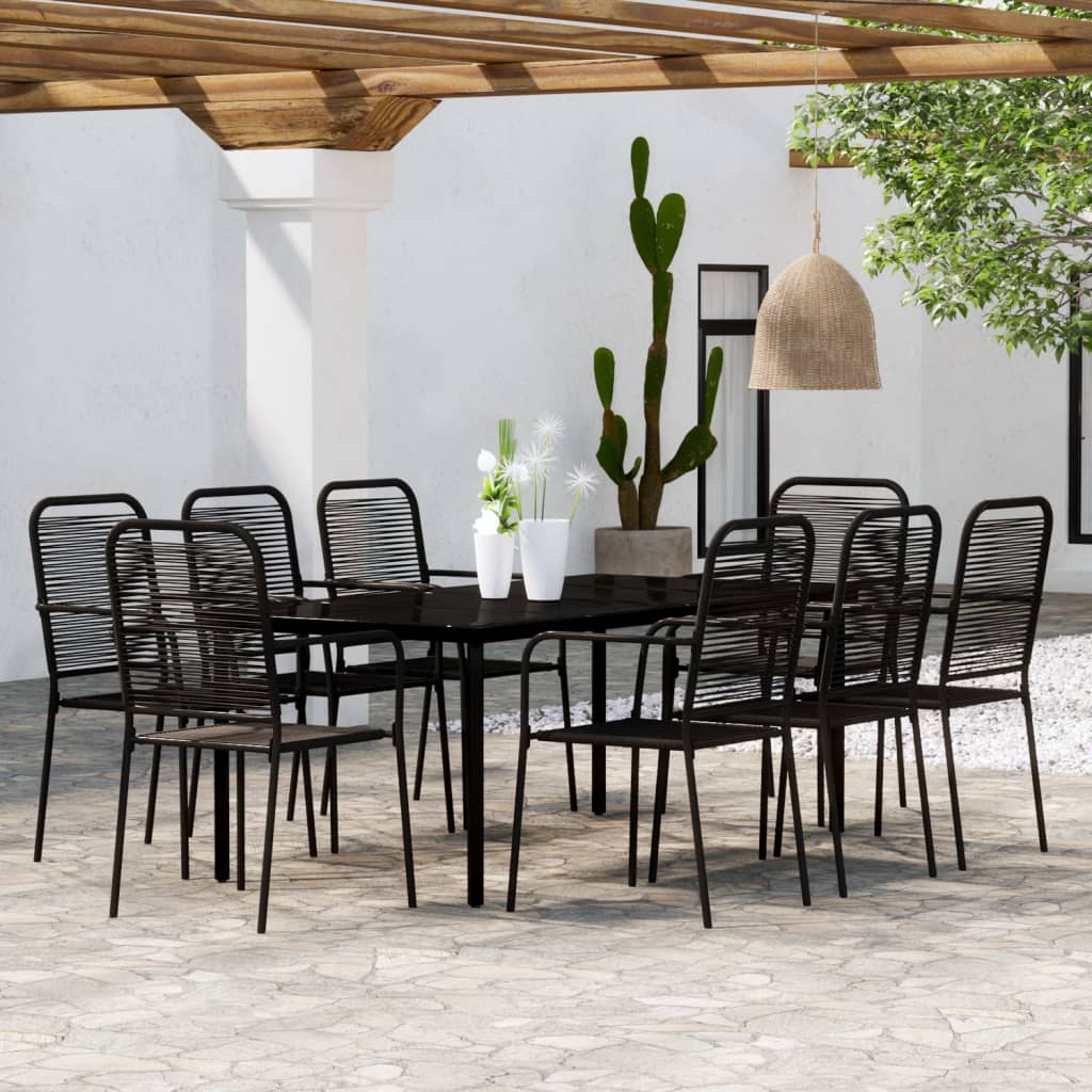 Ensemble à manger de jardin 9 pcs Noir