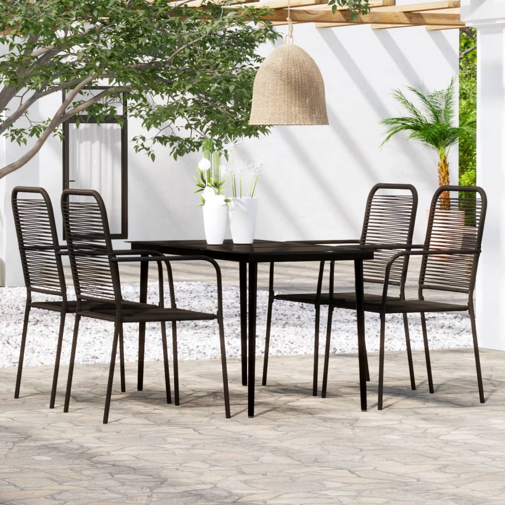 Ensemble à manger de jardin 5 pcs Noir