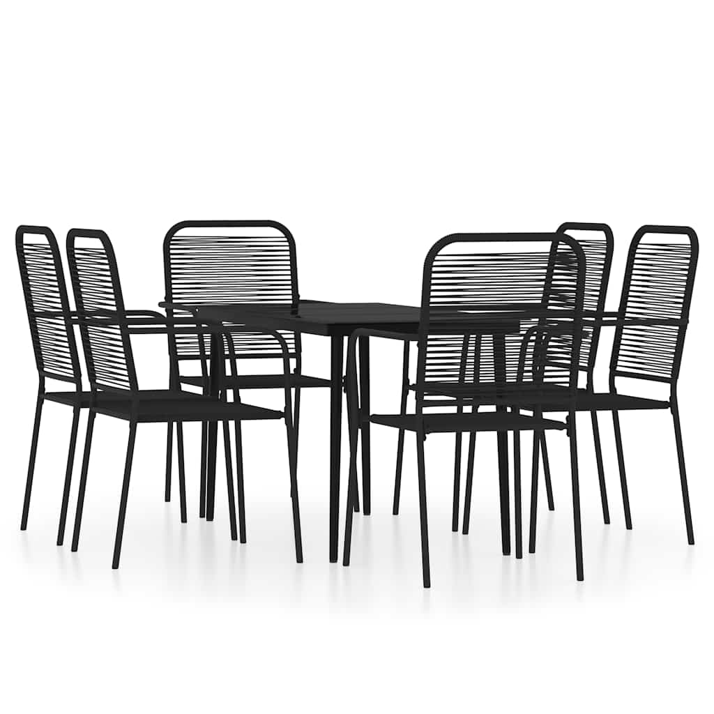 Ensemble à manger de jardin 7 pcs Noir