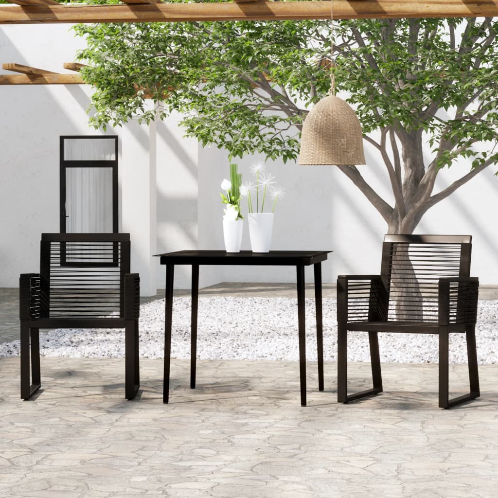 Ensemble à manger de jardin 3 pcs Noir