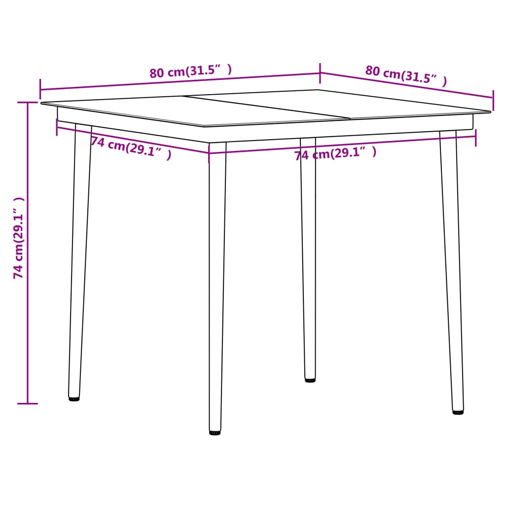 Ensemble à manger de jardin 5 pcs Noir