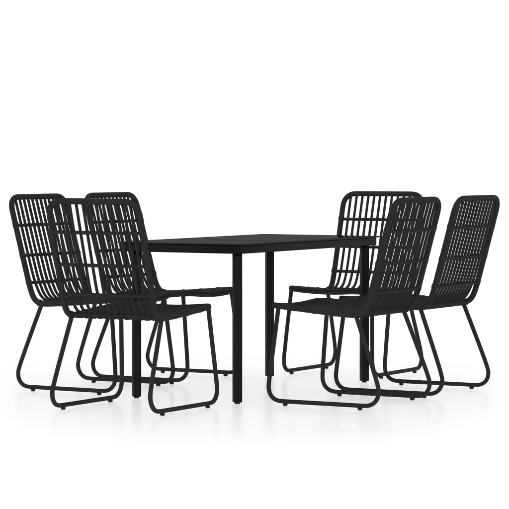 Ensemble à manger de jardin 7 pcs Noir
