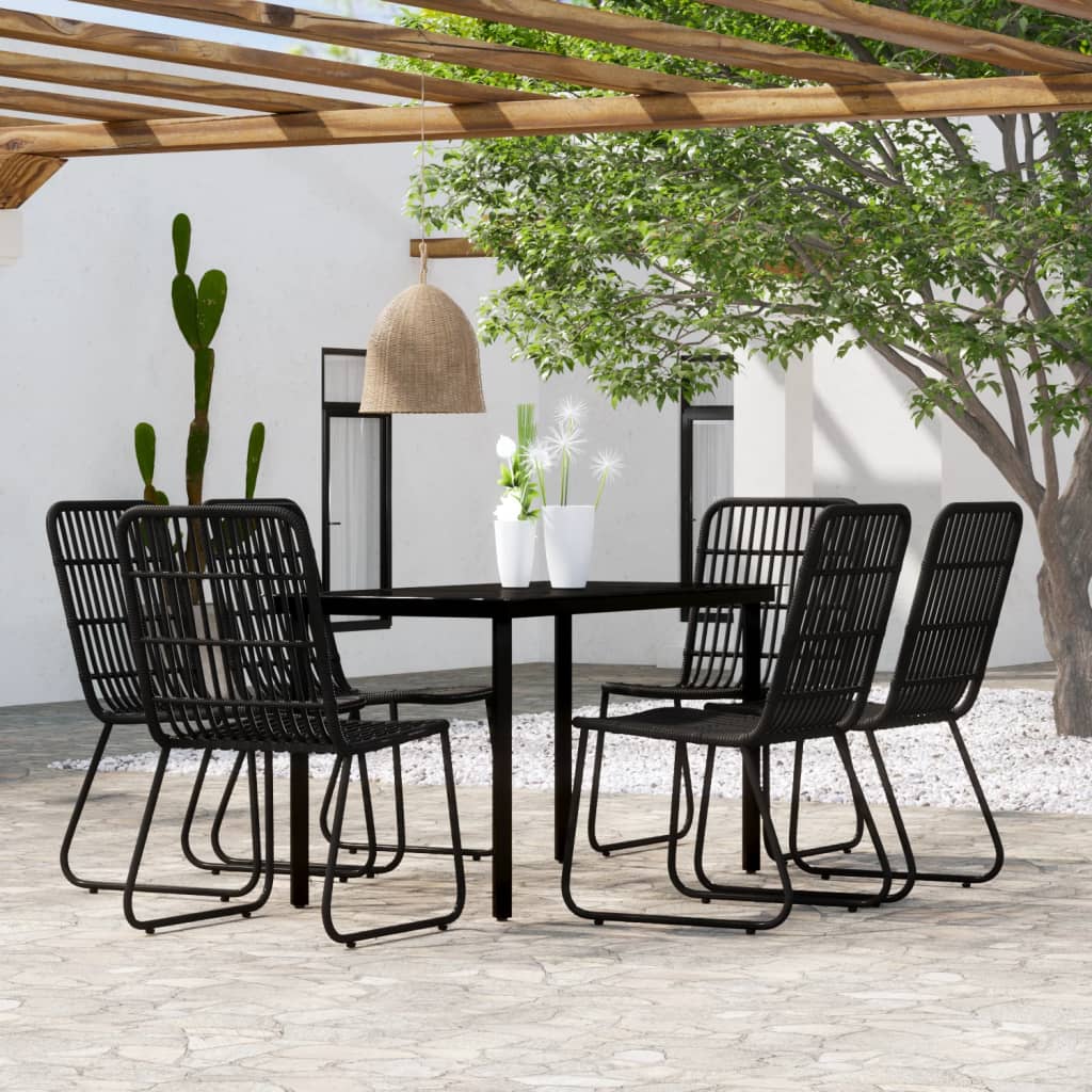 Ensemble à manger de jardin 7 pcs Noir