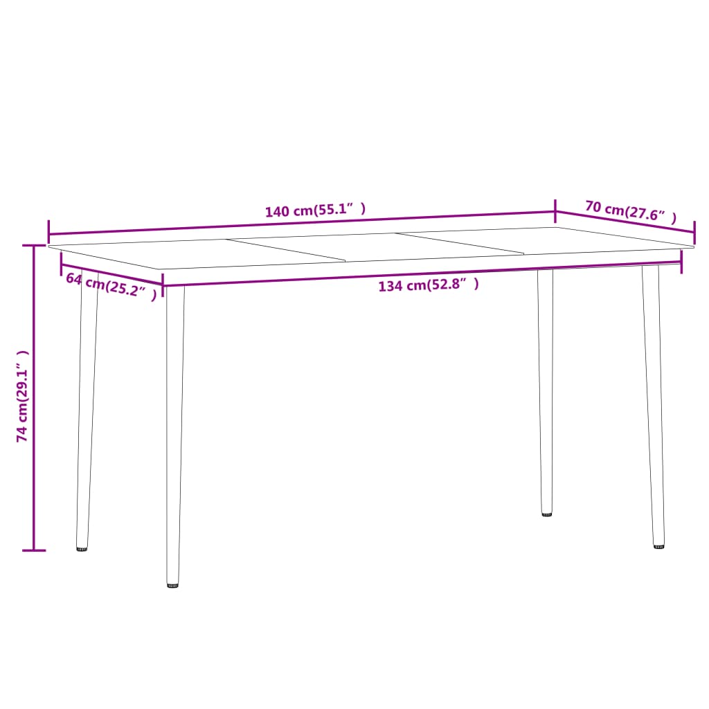 Ensemble à manger de jardin 7 pcs Chêne