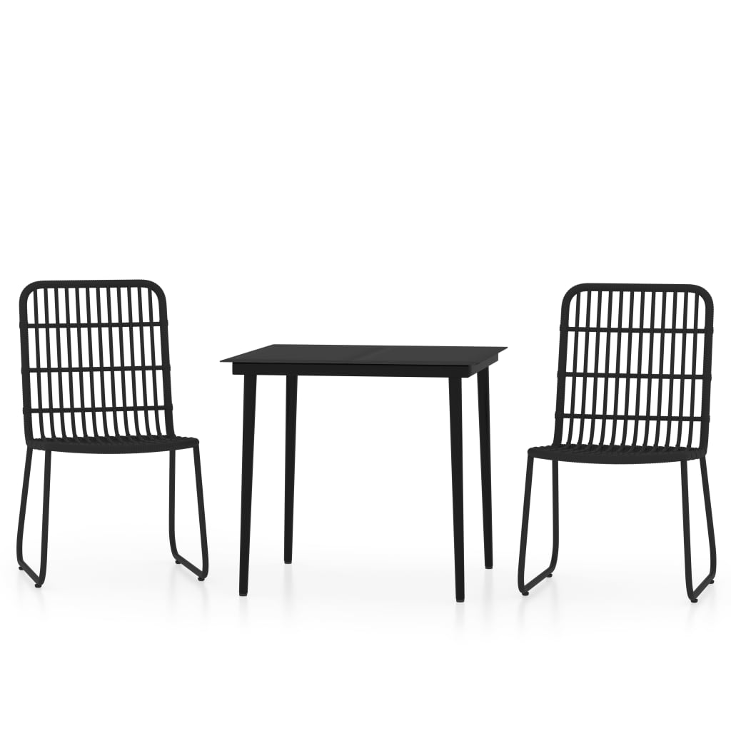 Ensemble à manger de jardin 3 pcs Noir