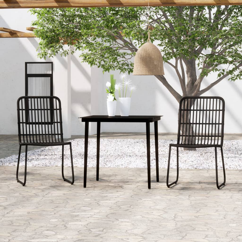 Ensemble à manger de jardin 3 pcs Noir
