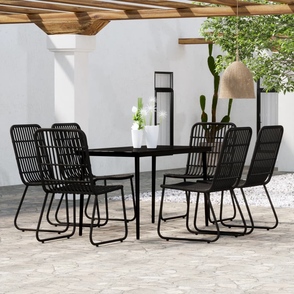 Ensemble à manger de jardin 7 pcs Noir
