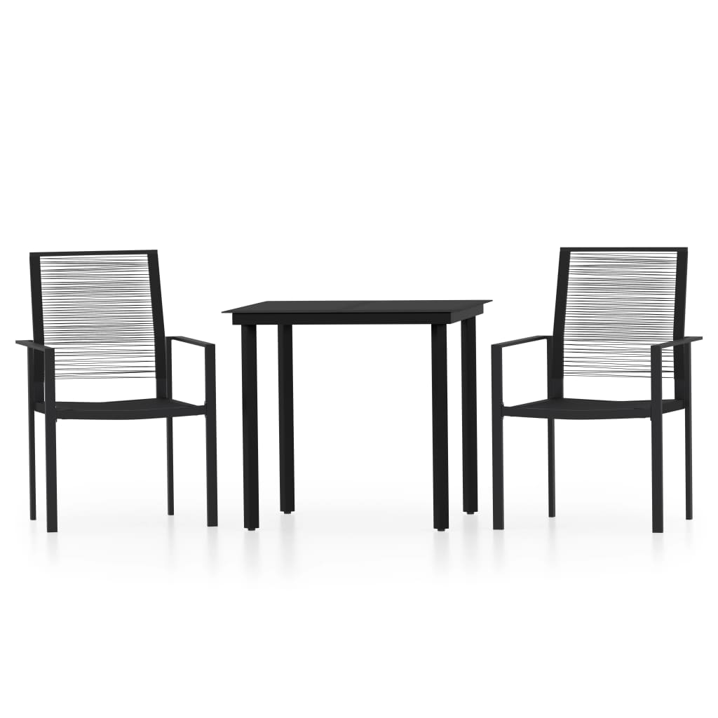 Ensemble à manger de jardin 3 pcs Noir