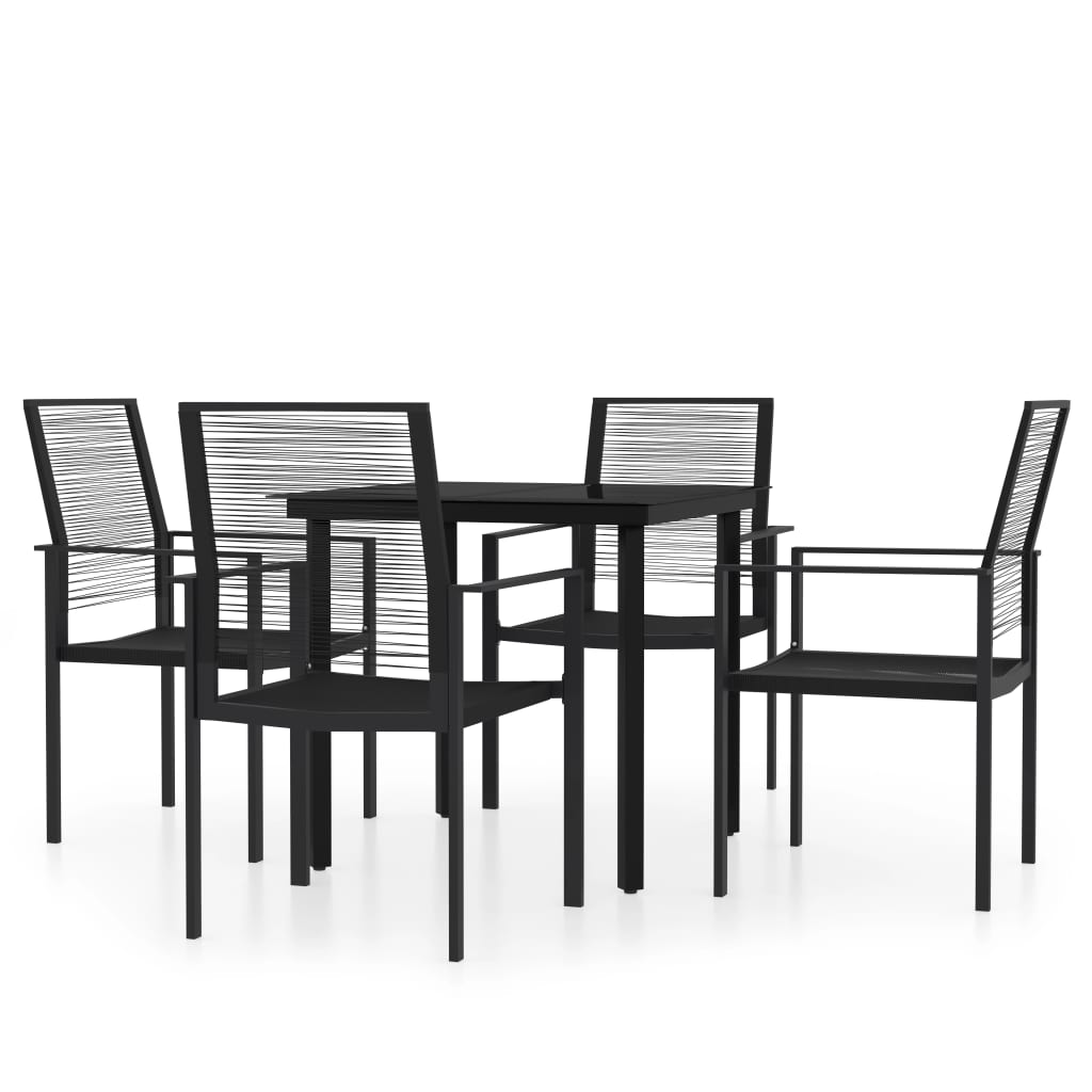 Ensemble à manger de jardin 5 pcs Noir