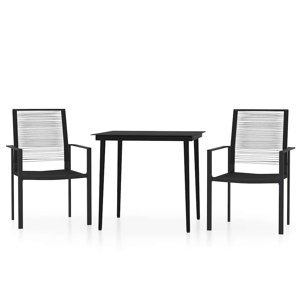 Ensemble à manger de jardin 3 pcs Noir