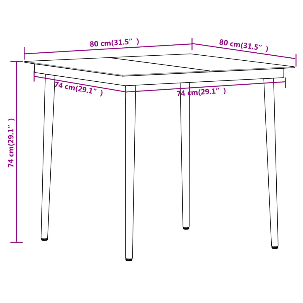 Ensemble à manger de jardin 5 pcs Noir