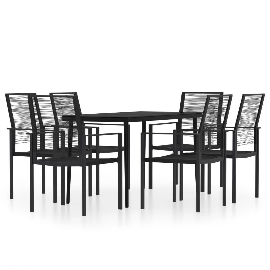 Ensemble à manger de jardin 7 pcs Noir