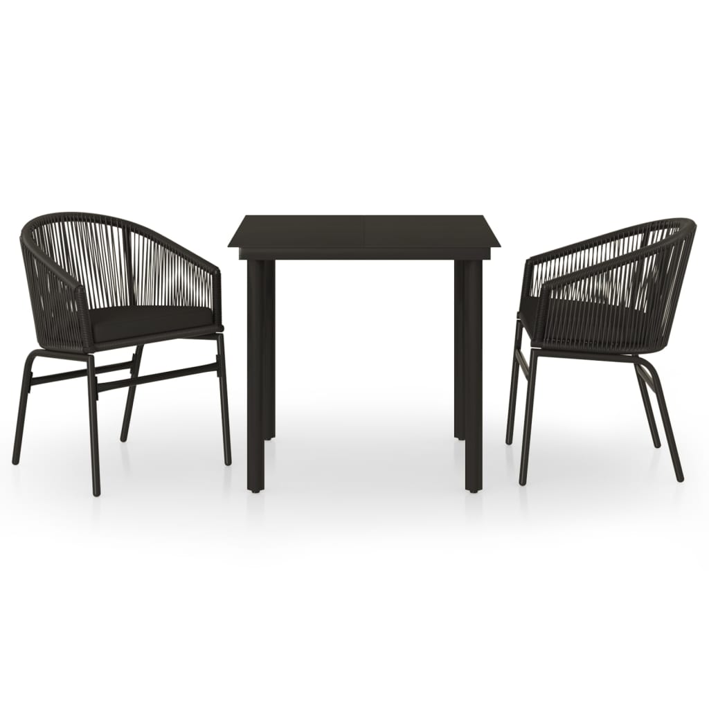 Ensemble à manger de jardin 3 pcs Noir