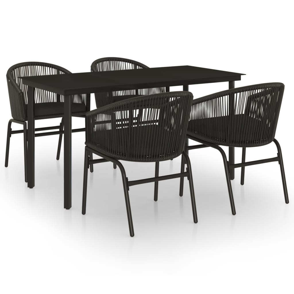 Ensemble à manger de jardin 5 pcs Noir