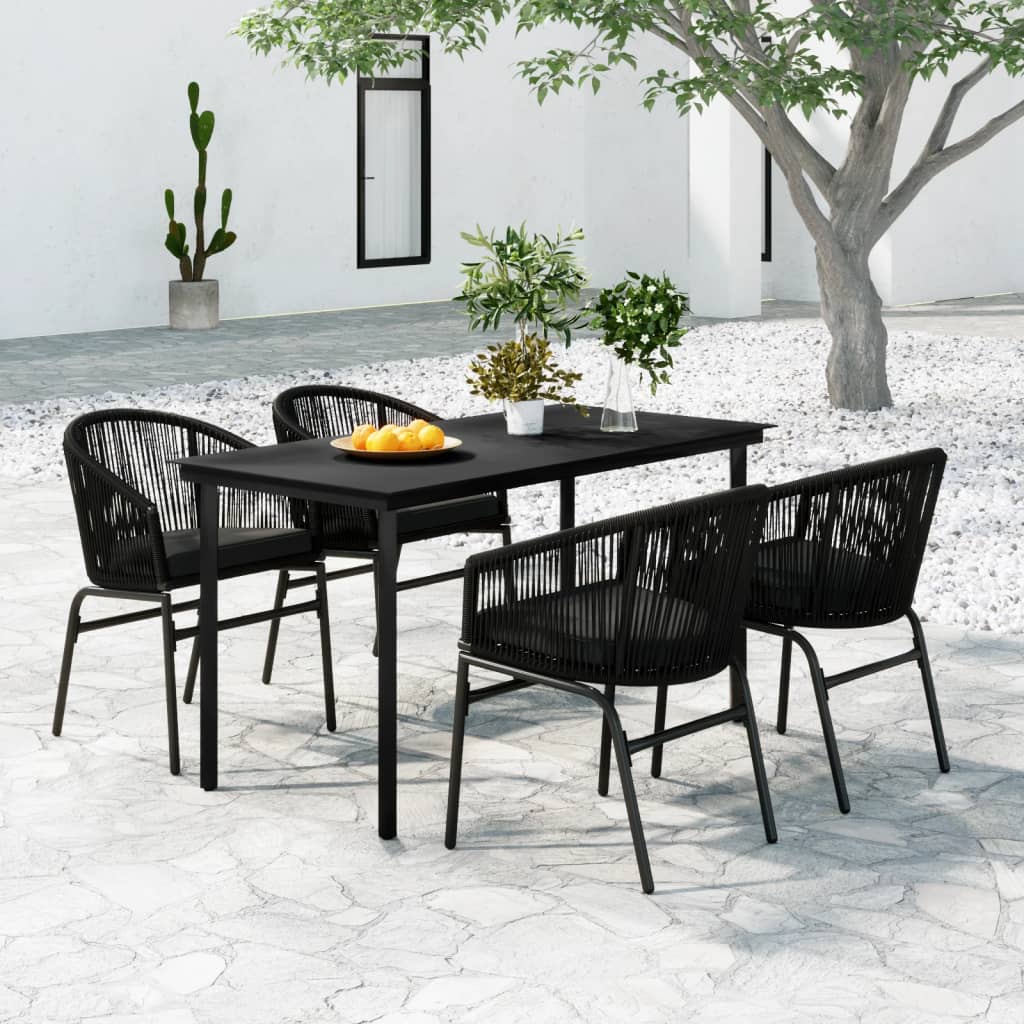 Ensemble à manger de jardin 5 pcs Noir