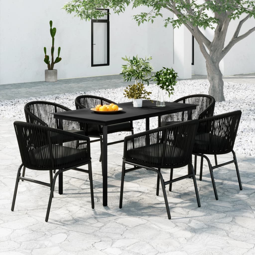 Ensemble à manger de jardin 7 pcs Noir