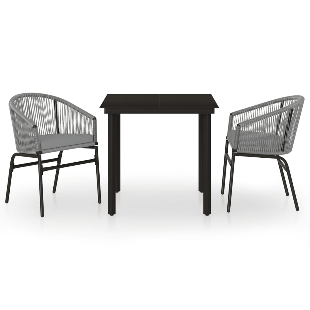 Ensemble à manger de jardin 3 pcs Gris