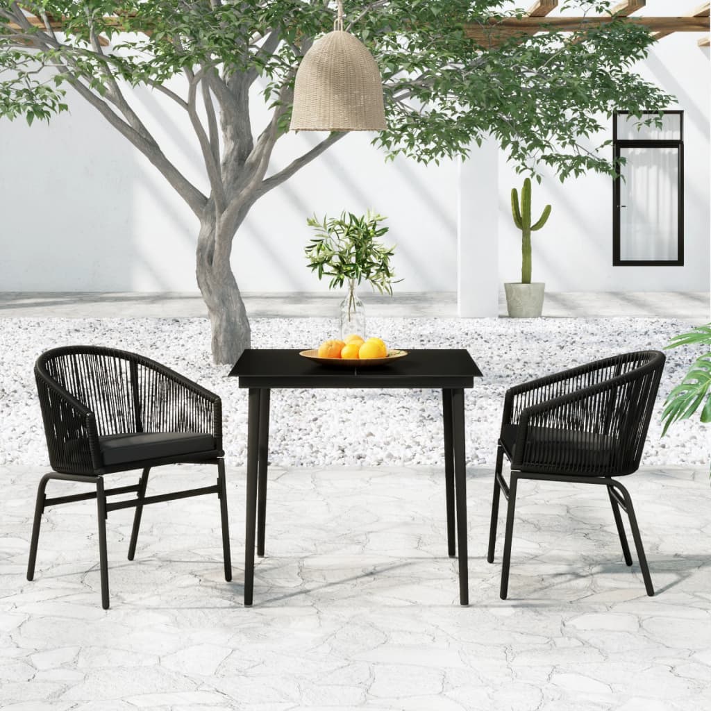 Ensemble à manger de jardin 3 pcs Noir