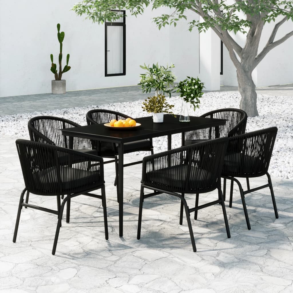 Ensemble à manger de jardin 7 pcs Noir