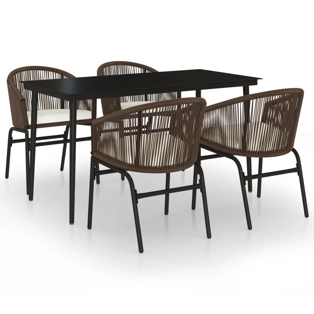 Ensemble à manger de jardin 5 pcs Marron