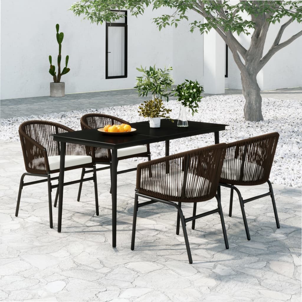 Ensemble à manger de jardin 5 pcs Marron