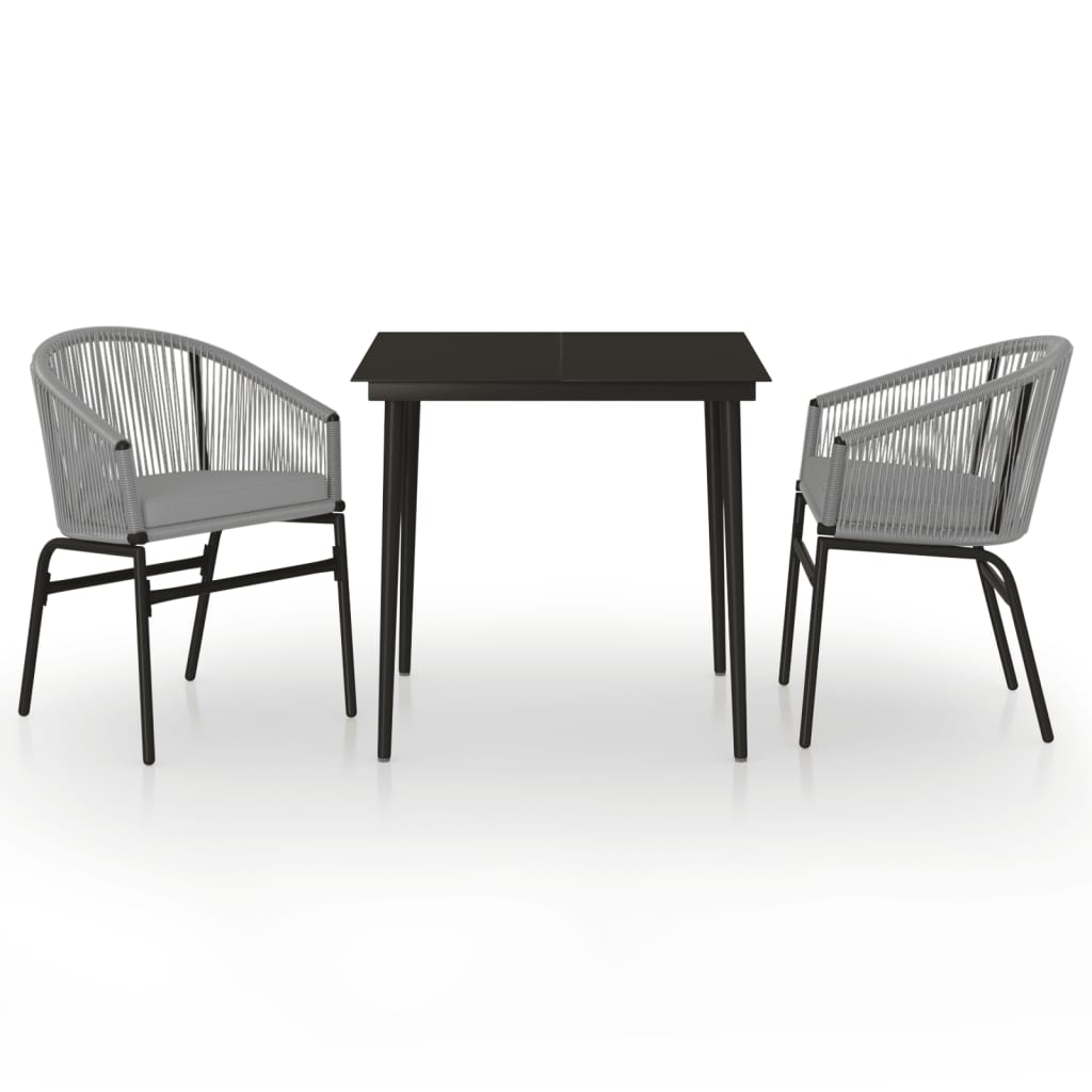 Ensemble à manger de jardin 3 pcs Gris
