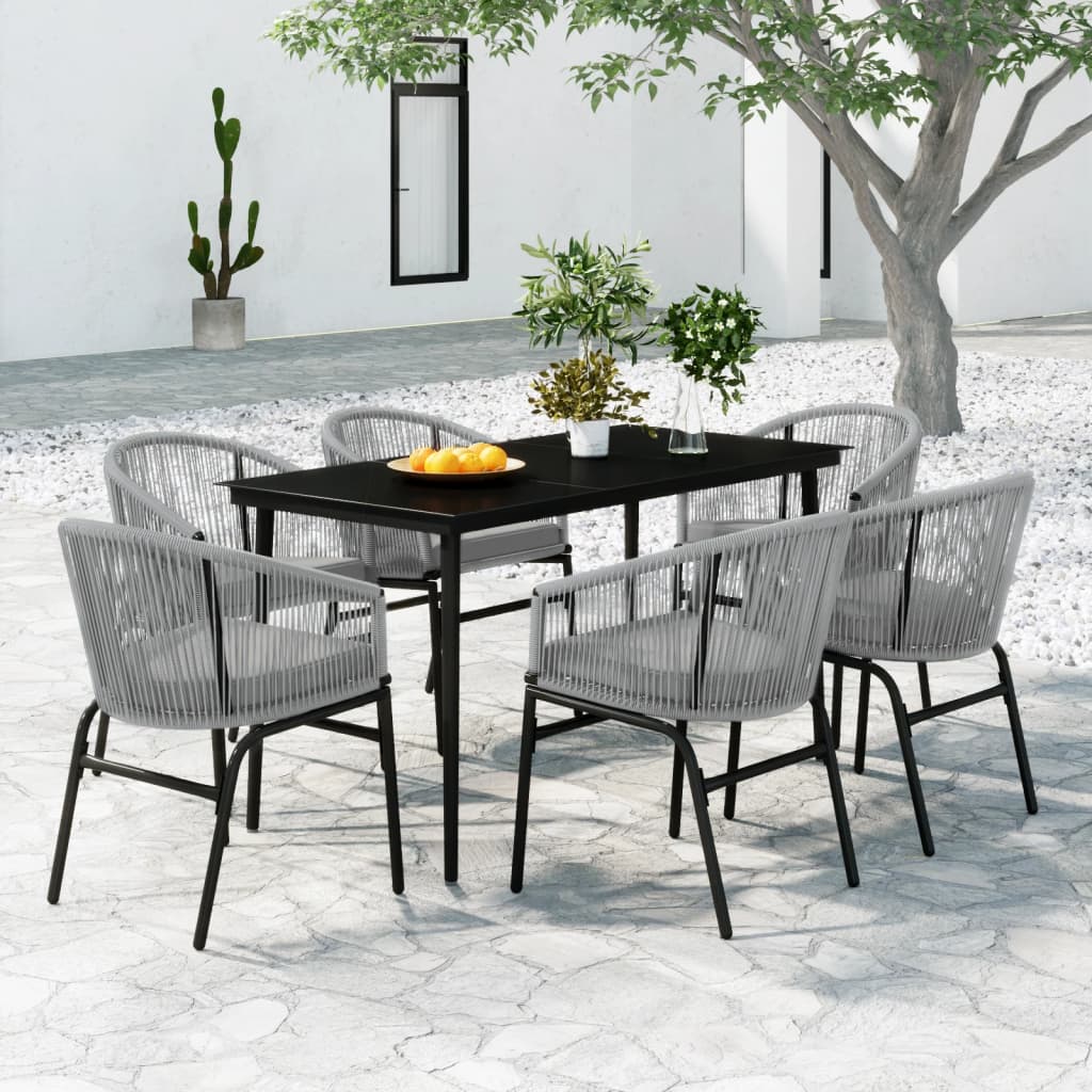 Ensemble à manger de jardin 7 pcs Gris