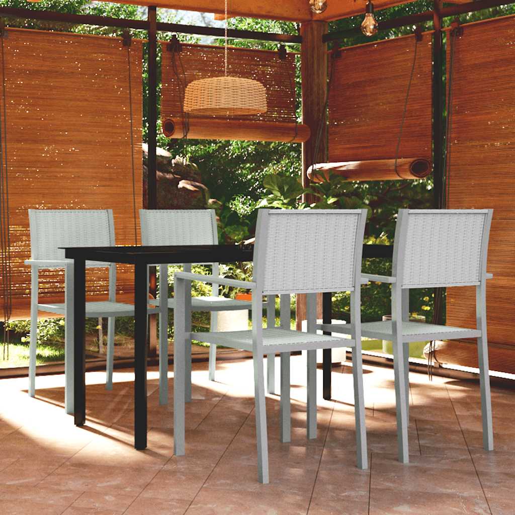 Ensemble à manger de jardin 5 pcs Blanc