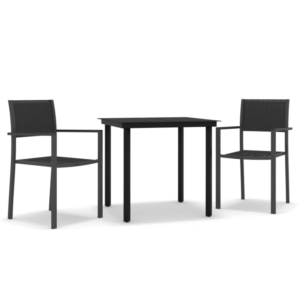 Ensemble à manger de jardin 3 pcs Noir
