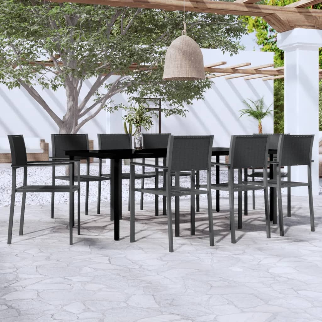 Ensemble à manger de jardin 9 pcs Noir