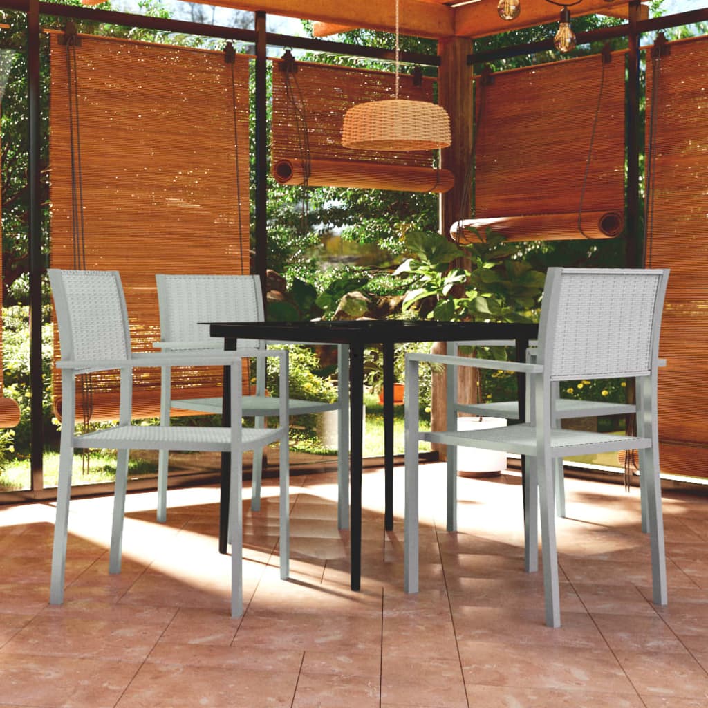 Ensemble à manger de jardin 5 pcs Blanc