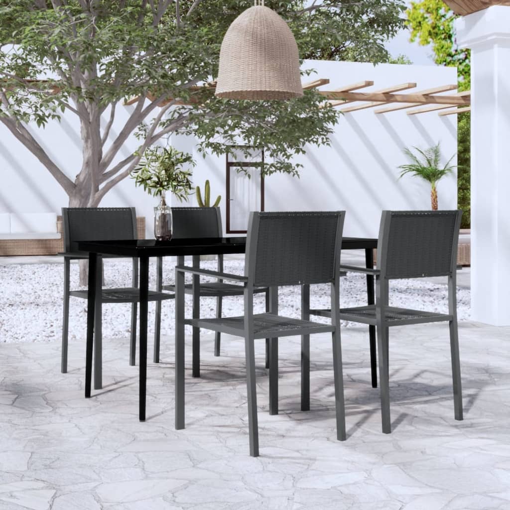 Ensemble à manger de jardin 5 pcs Noir