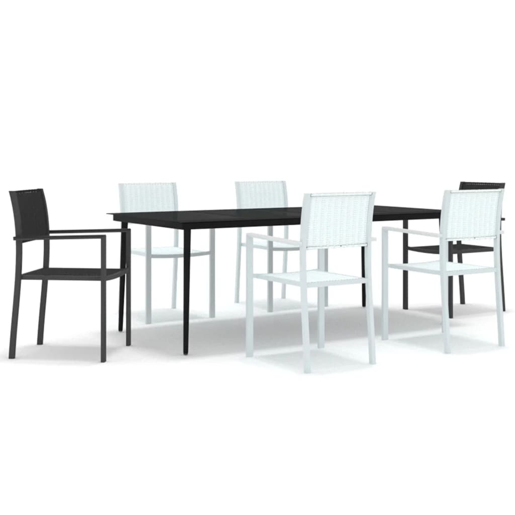 Ensemble à manger de jardin 7 pcs Noir et blanc - XIOS