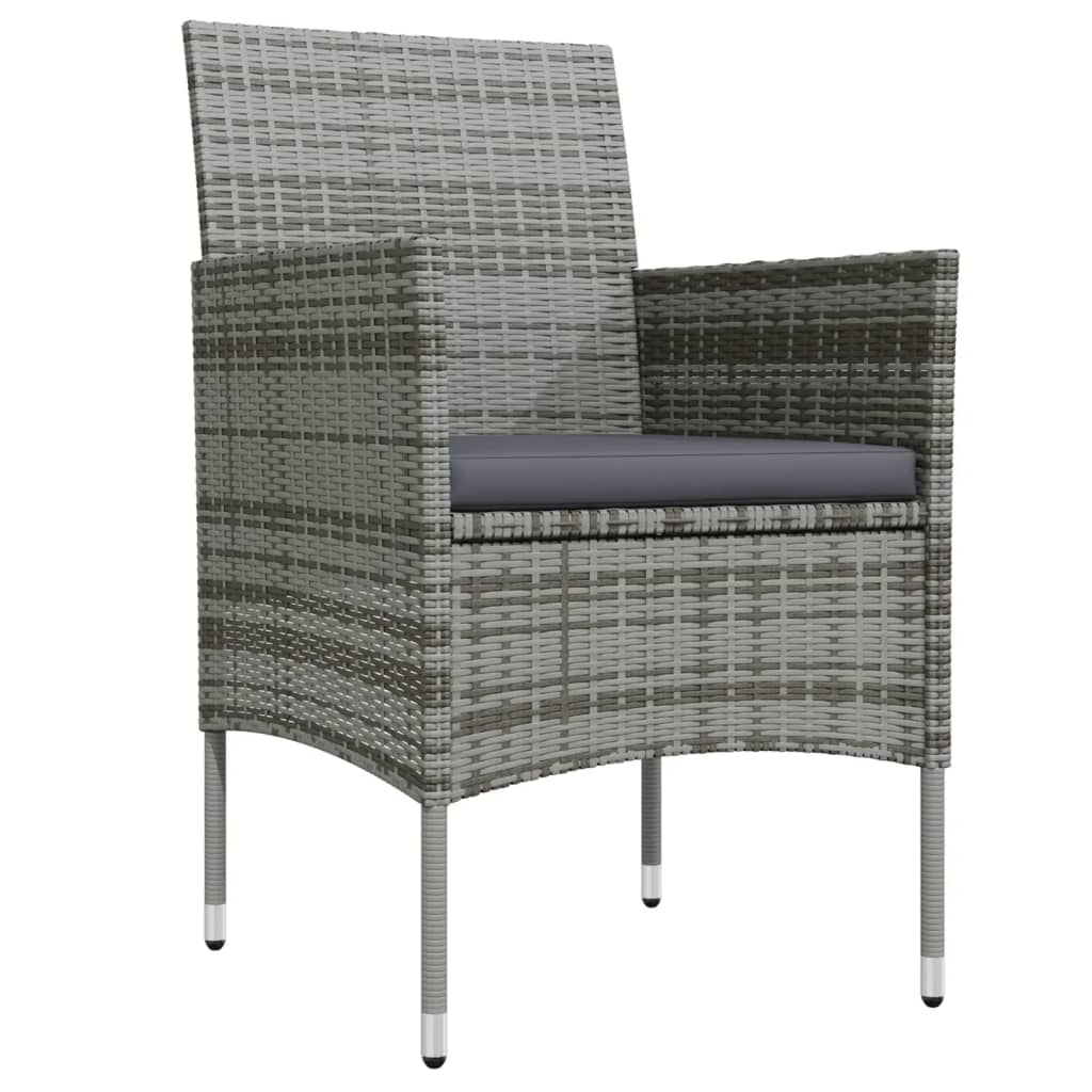 Ensemble à manger de jardin coussins 7pcs Gris et noir