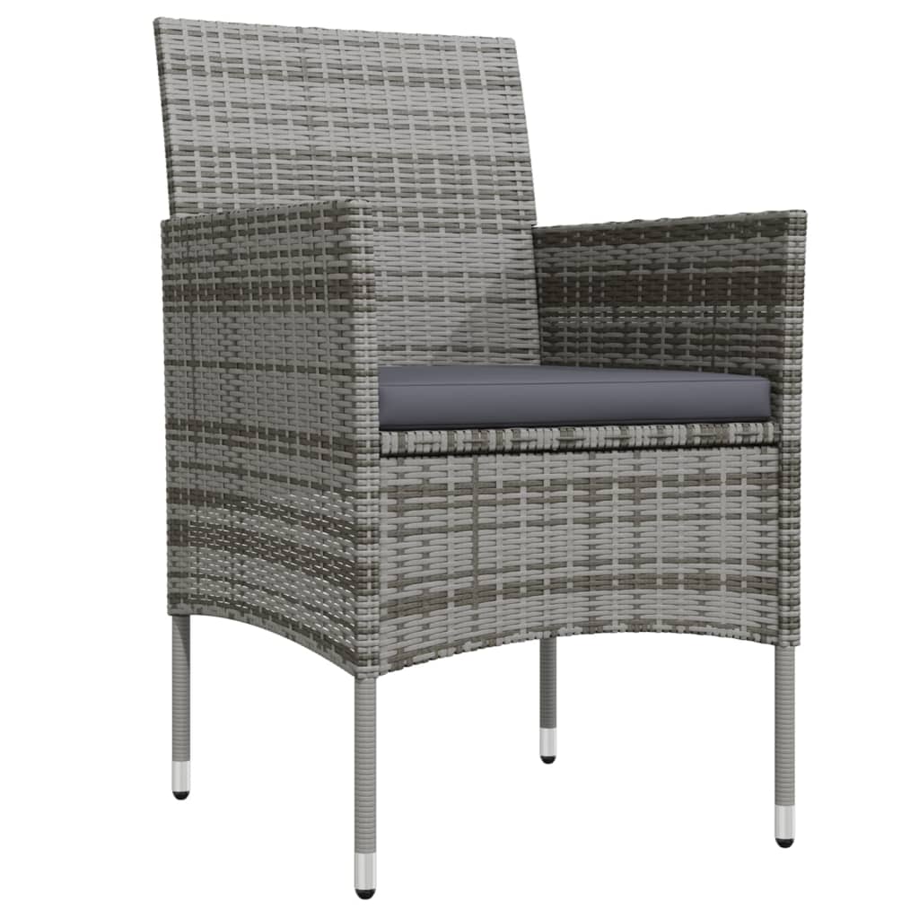 Ensemble à manger de jardin et coussins 5pcs Gris/noir