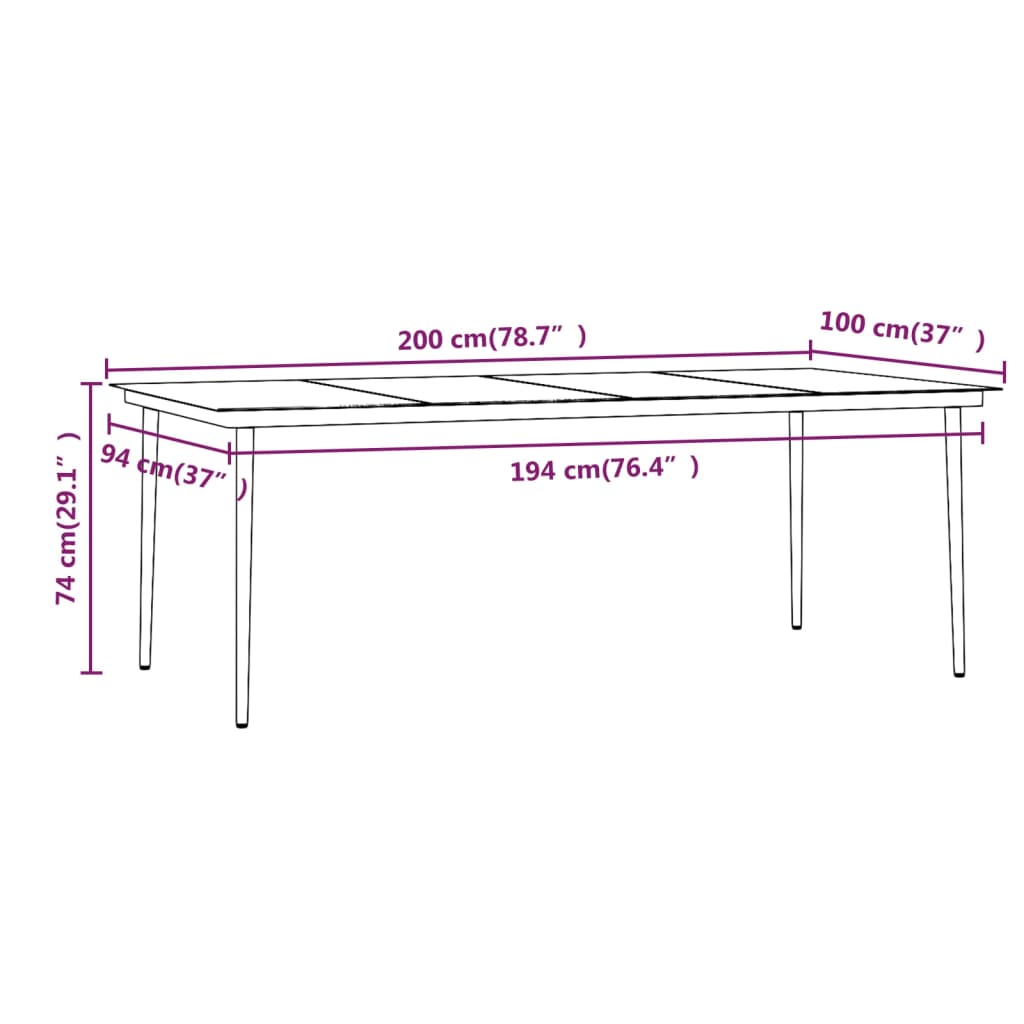 Ensemble à manger de jardin coussins 7pcs Gris et noir