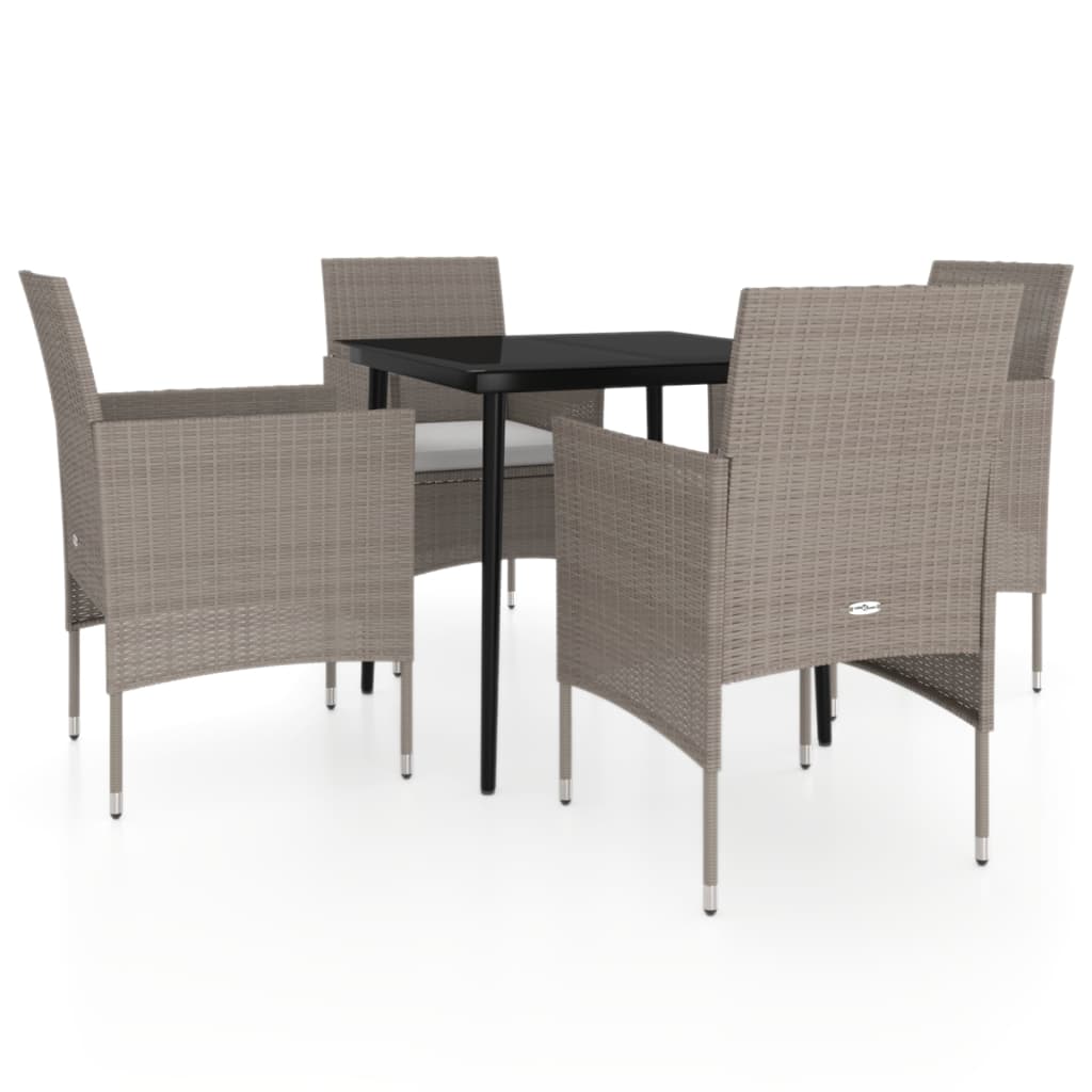 Ensemble à manger de jardin coussins 5 pcs Beige/noir