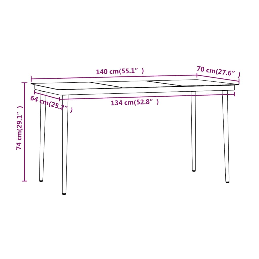 Ensemble à manger de jardin coussins 5 pcs Marron/noir